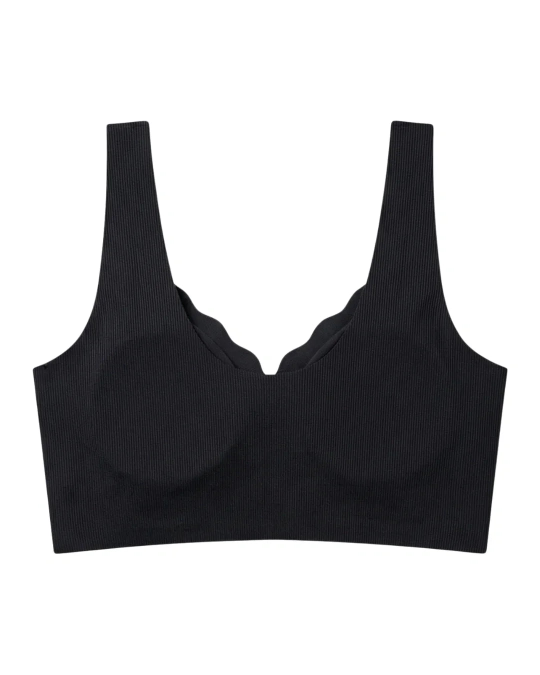 Seamless Front-Button Bra - Roselle Ribbed - Black