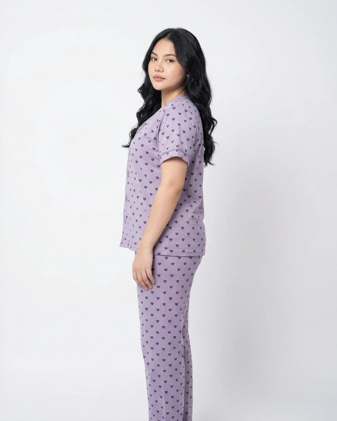 Cotton PJ Set - Heart Bliss - Purple