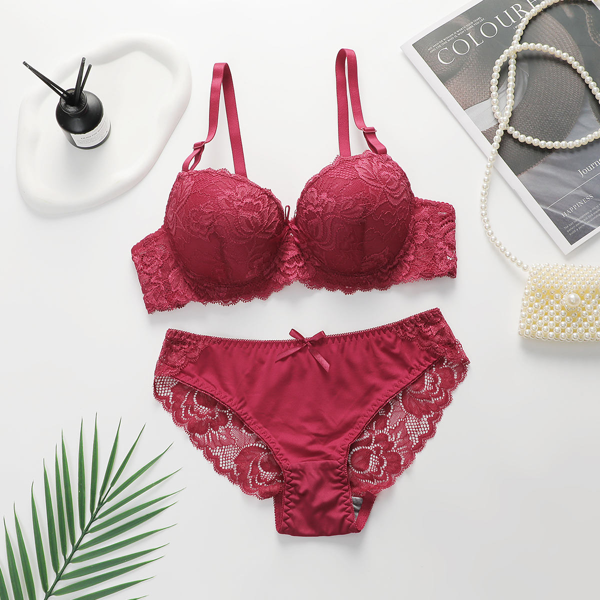 Bra Set - Embro - Maroon