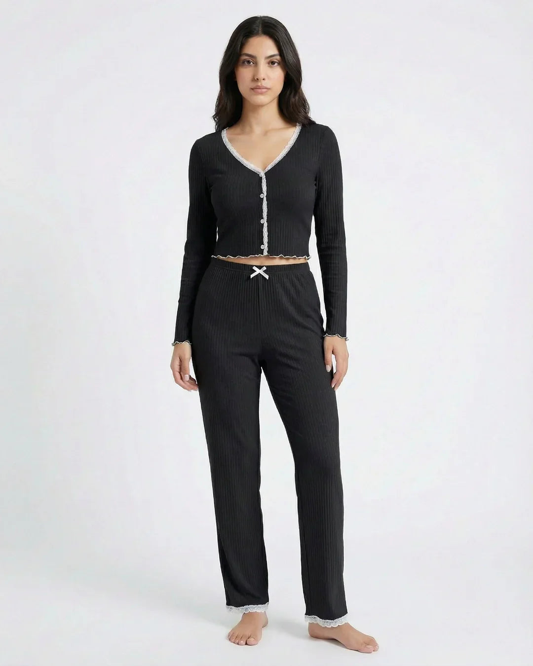 Cotton PJ Set - Mellow - Black