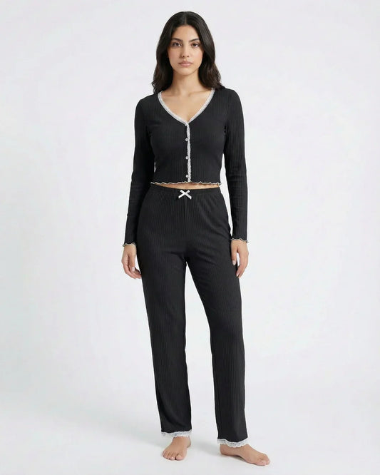 Cotton PJ Set - Mellow - Black