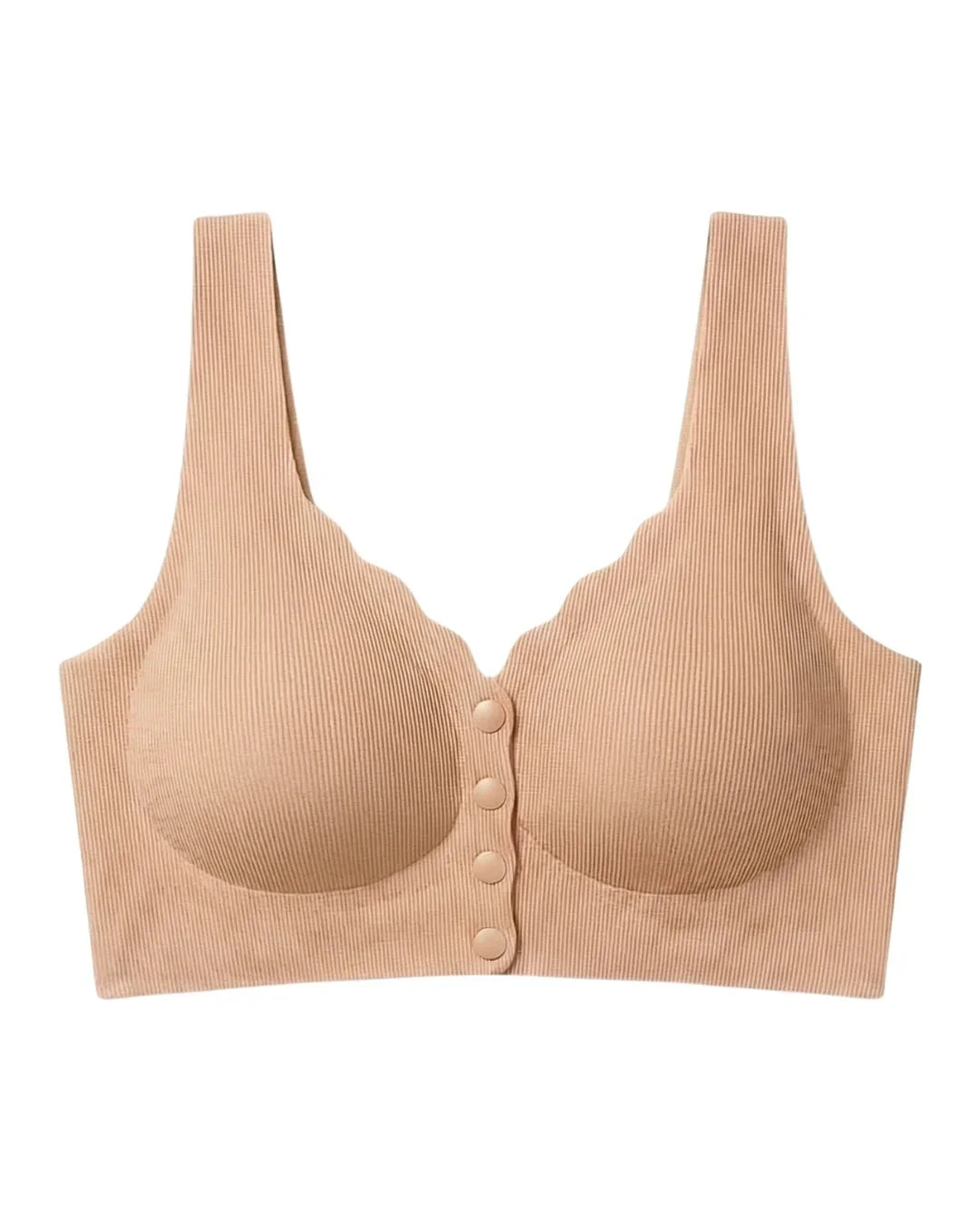 Seamless Front-Button Bra - Roselle Ribbed - Skin