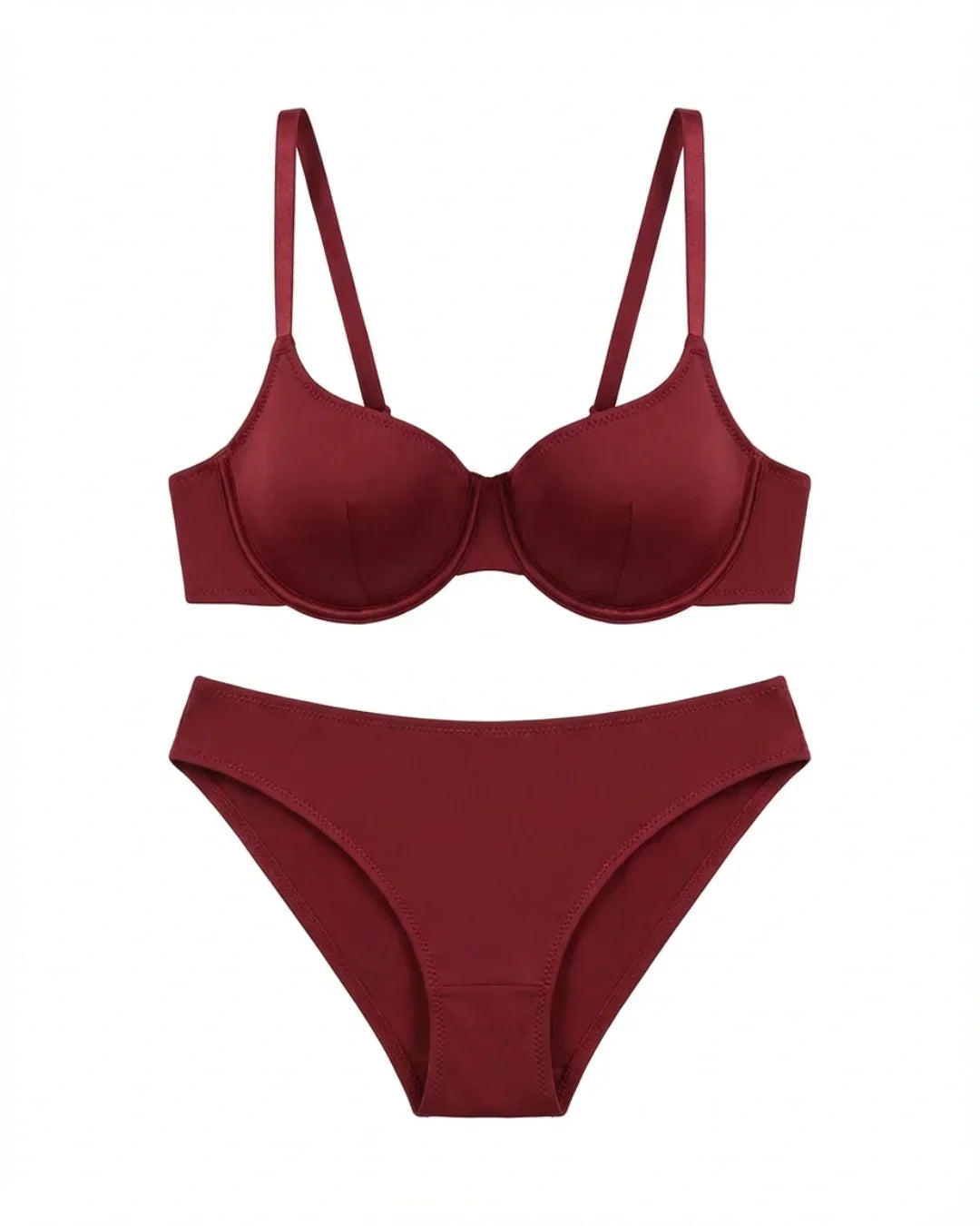 Non-Padded Bra Set -  Camille - Maroon