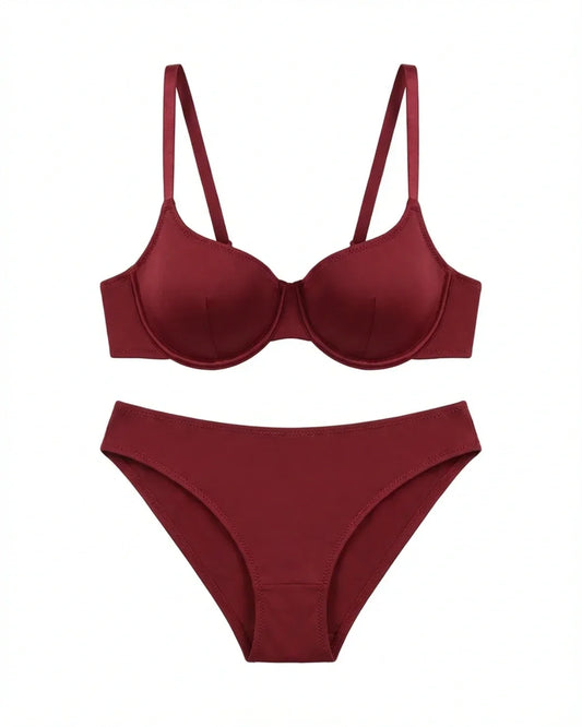 Non-Padded Bra Set -  Camille - Maroon
