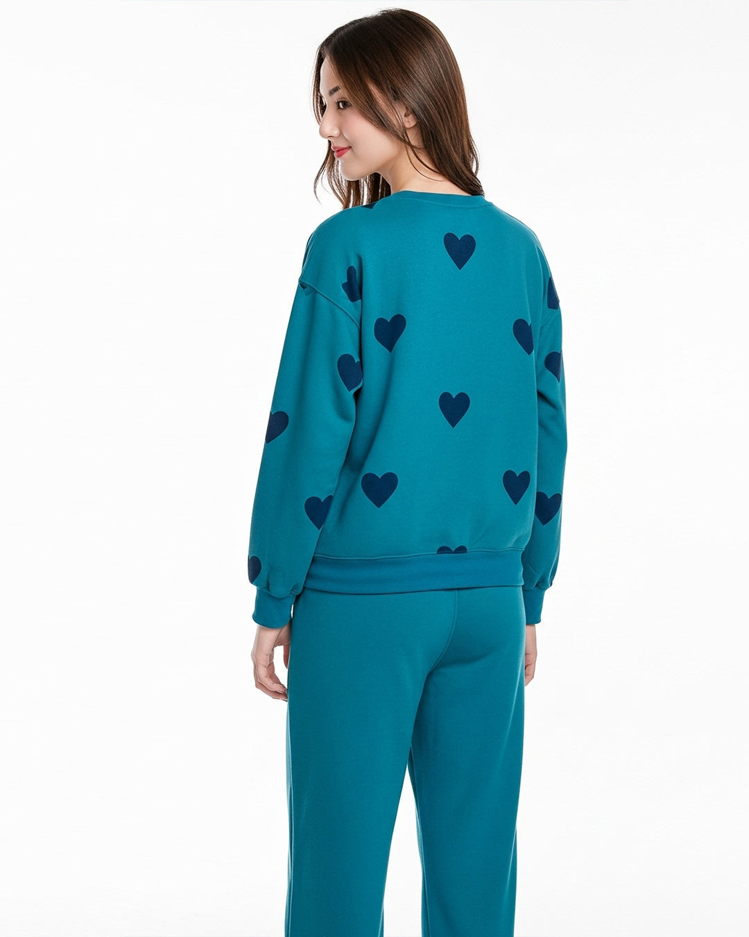 Fleece Pajama Set -Heart Cozy - Sea Green