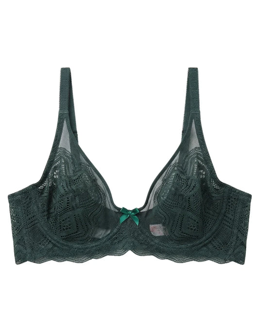 Non-Padded Lace Bra - June - Green
