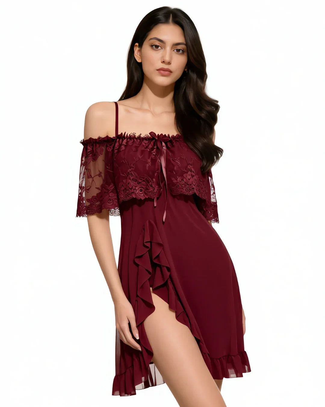Babydoll Lingerie -Siren - Maroon