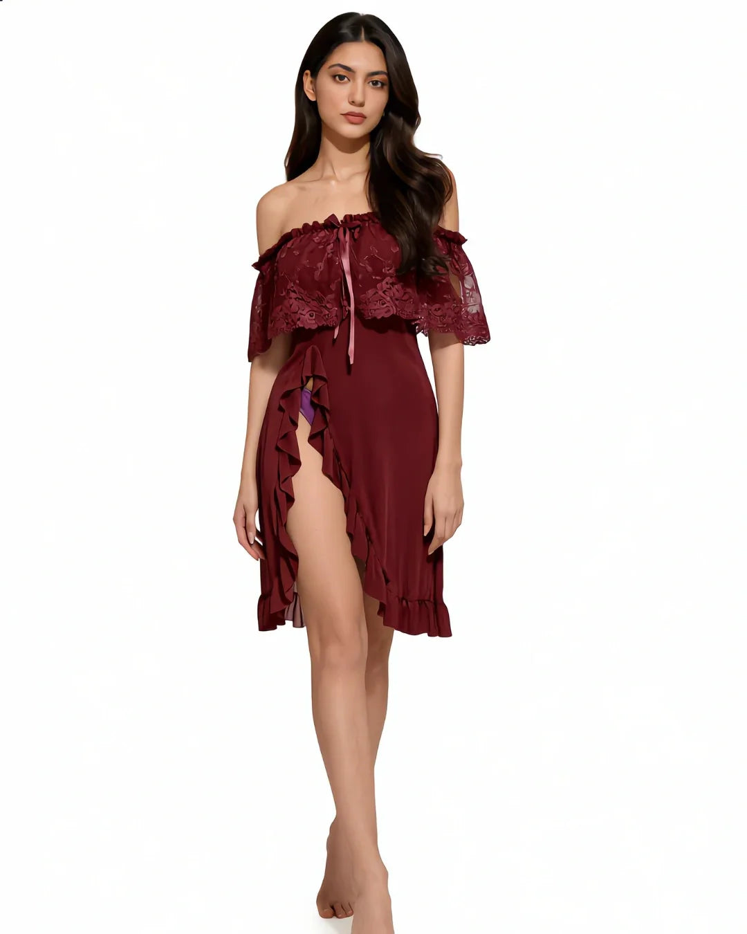 Babydoll Lingerie -Siren - Maroon