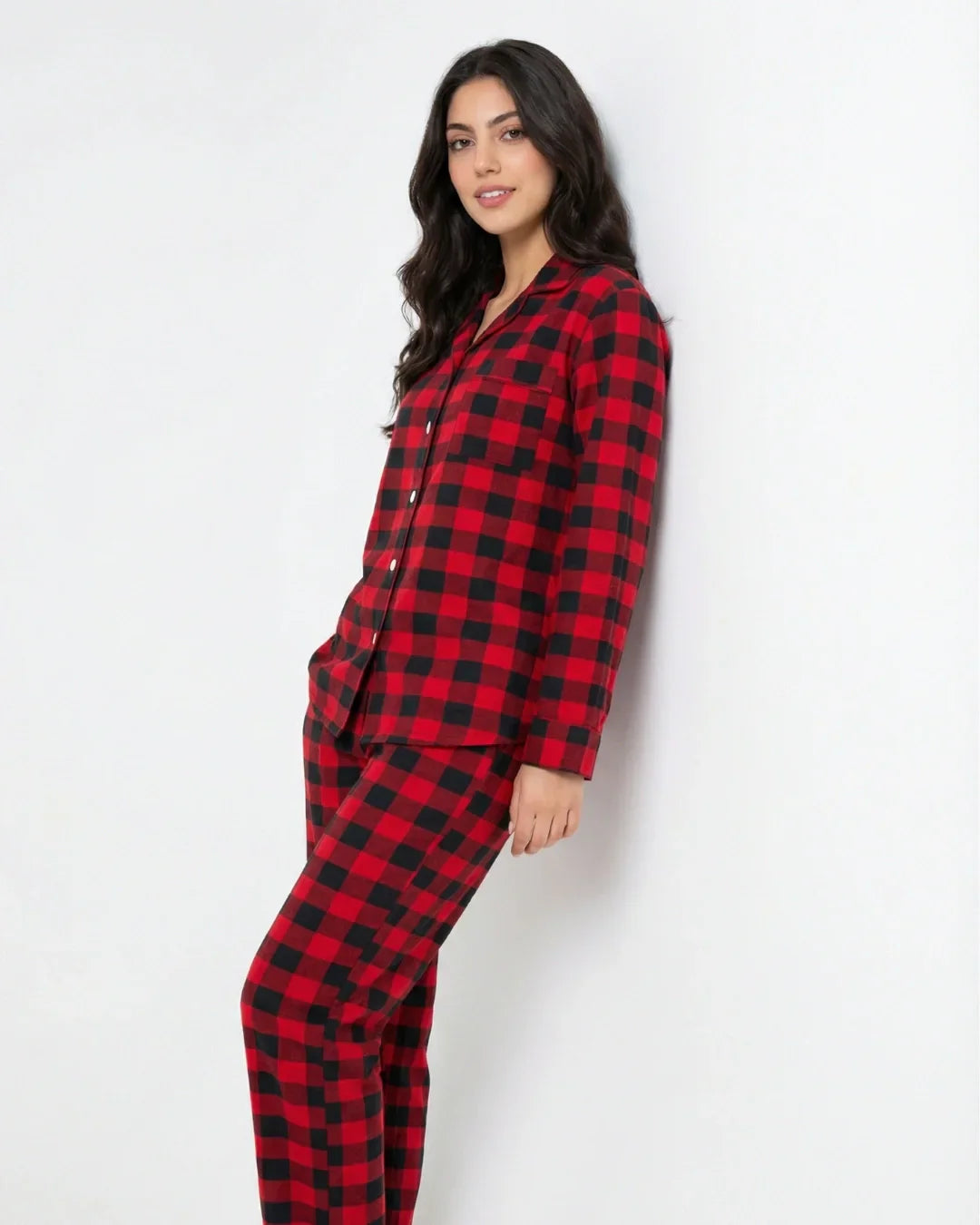 Linen Pajama Suit - Red Plaidra