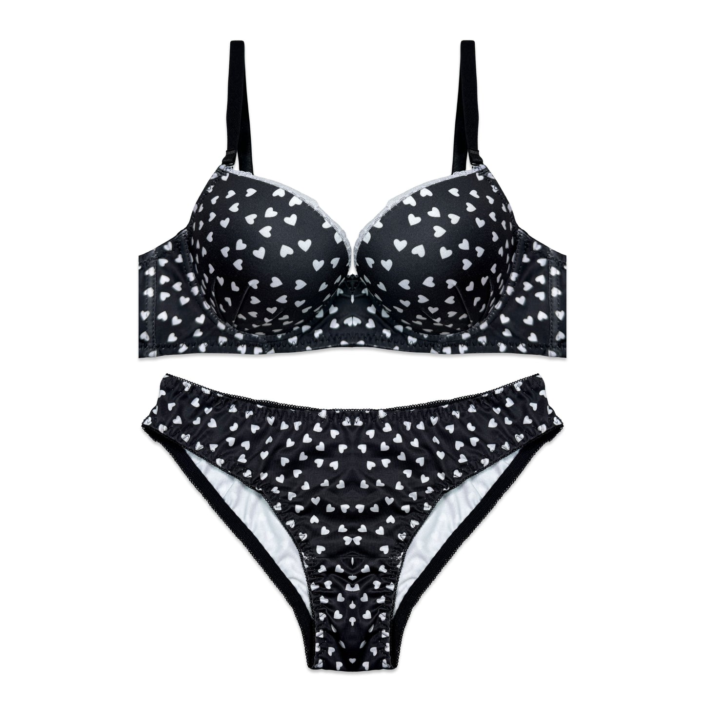 Padded Bra Set -  Noir Heart