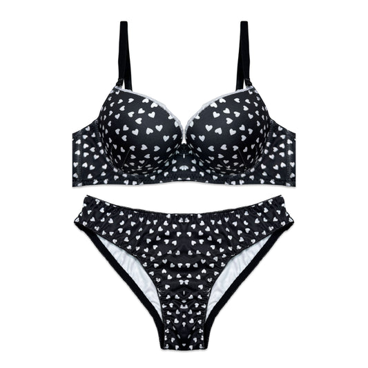 Padded Bra Set -  Noir Heart