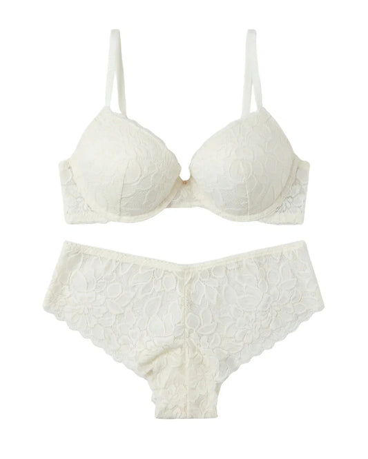 Padded Bra Set - Elviora - Off White