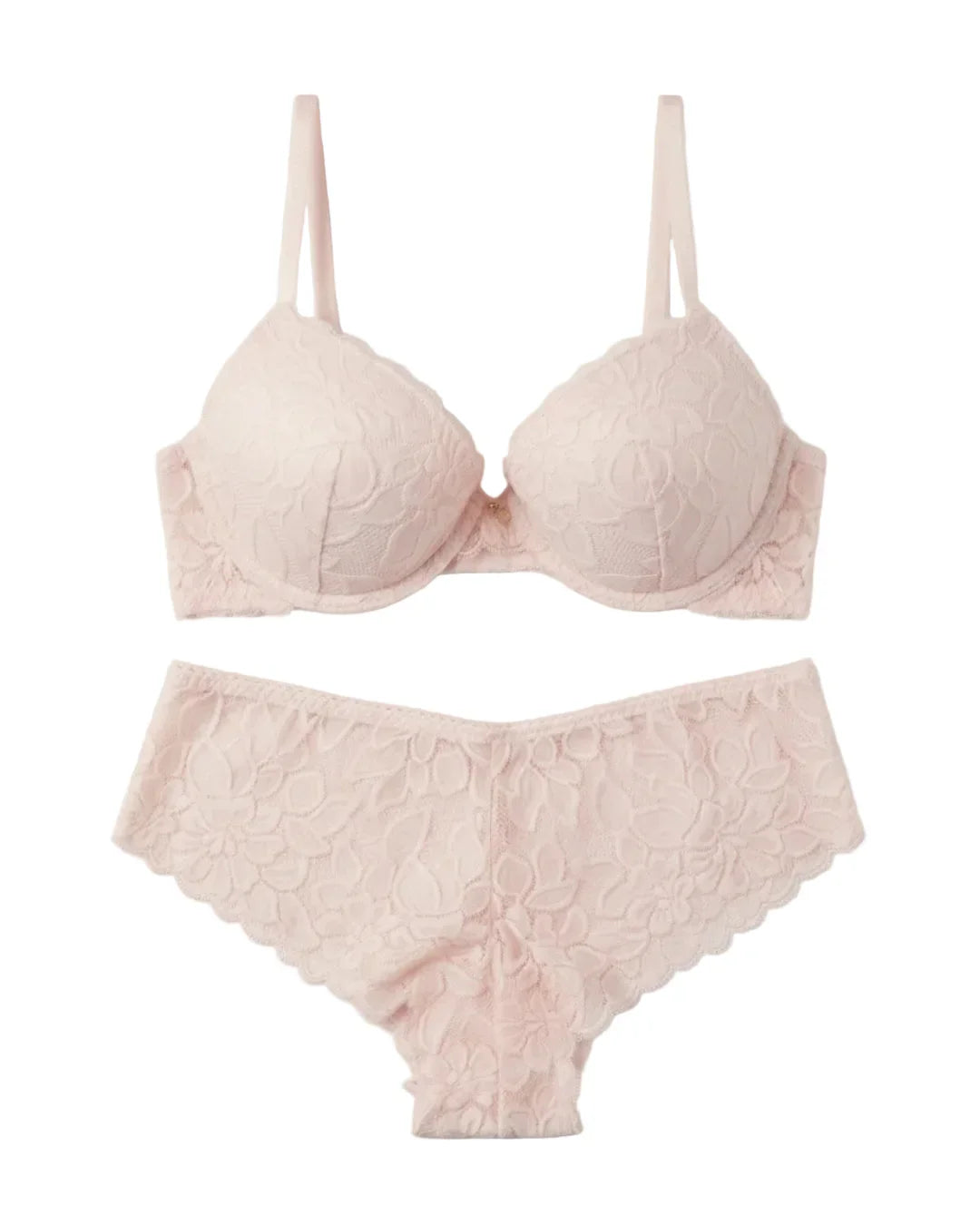 Padded Bra Set - Elviora - Baby Pink