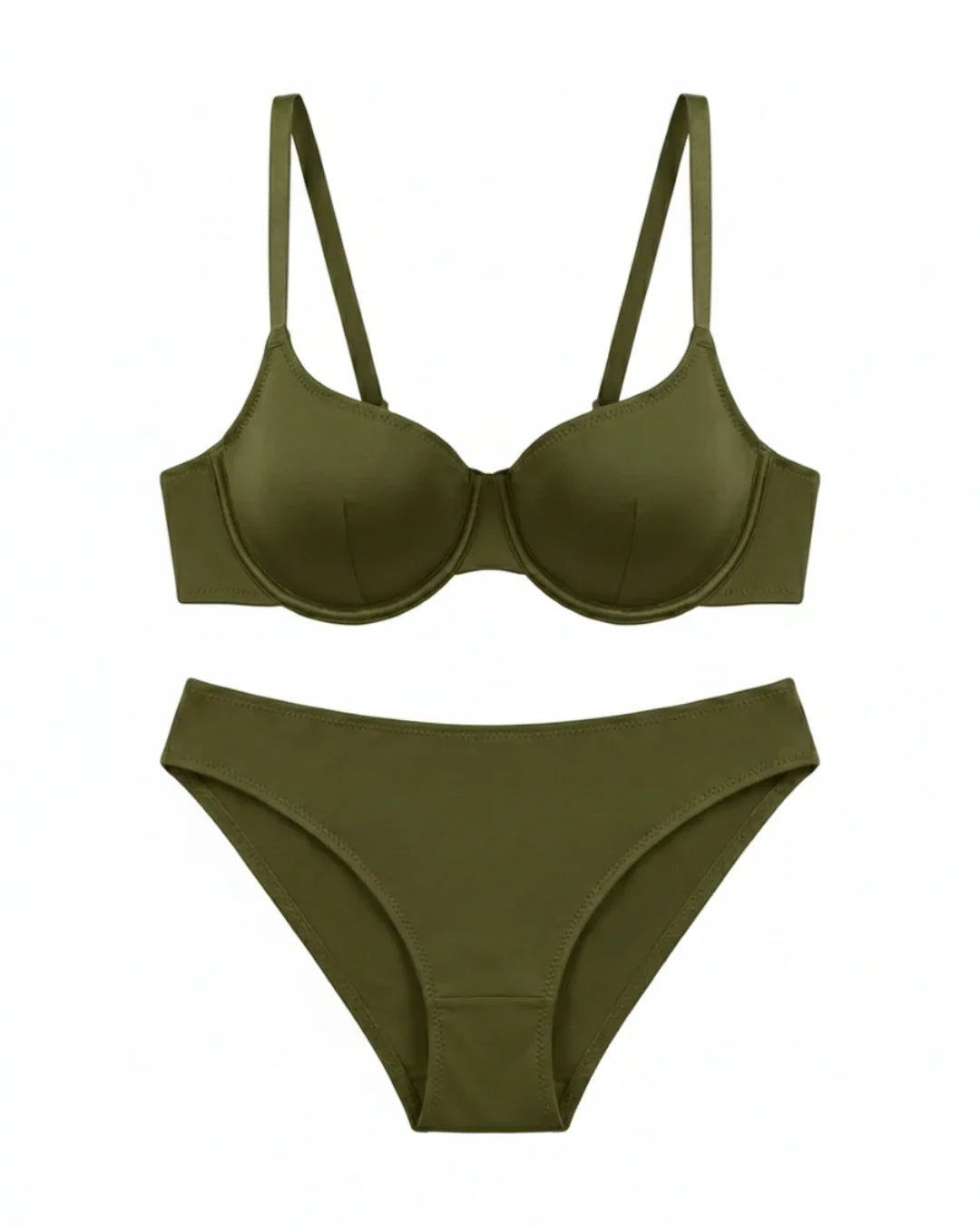 Non-Padded Bra Set -  Camille - Olive