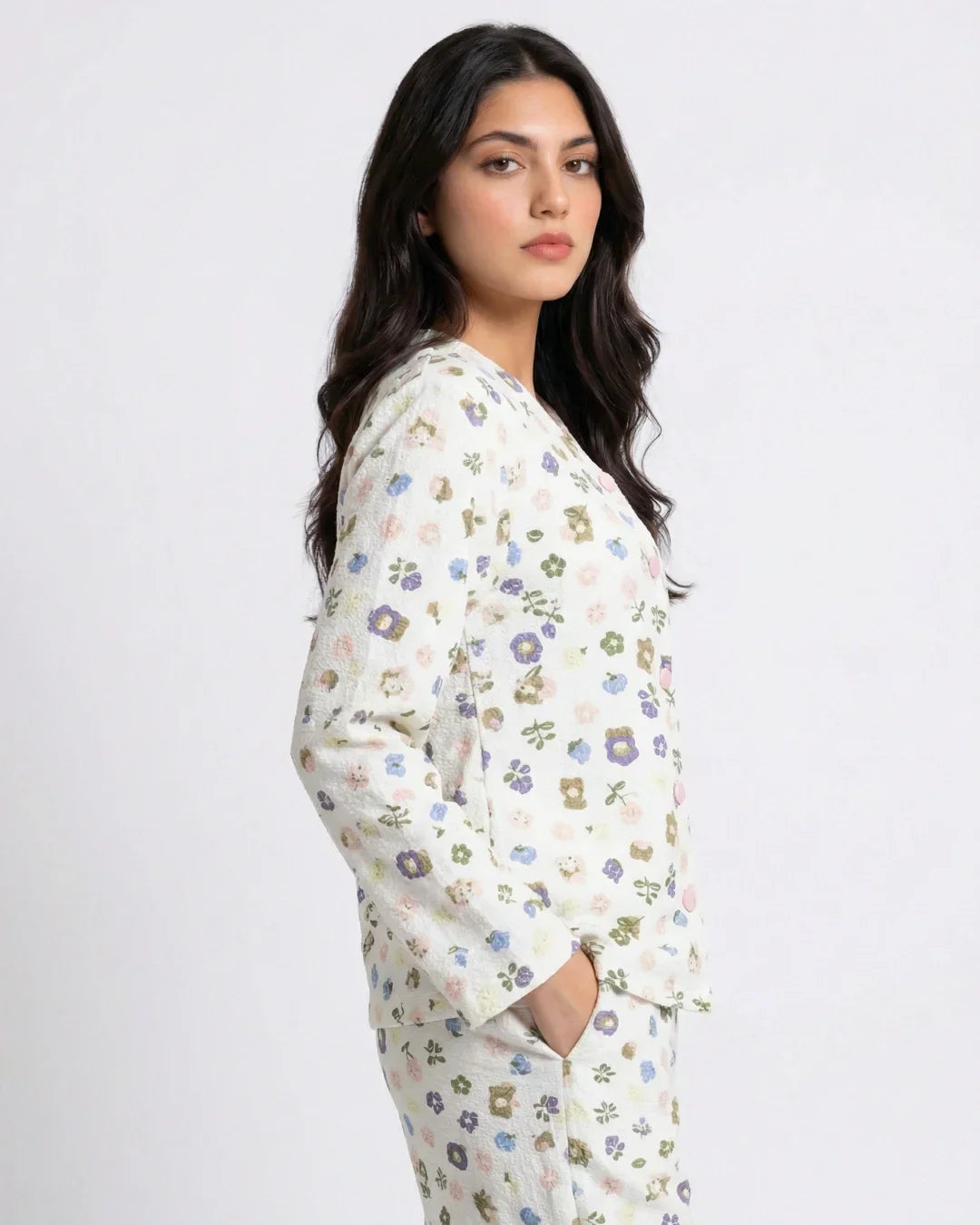 Summer Crinkled Pajama Suit - Pastel Bloom