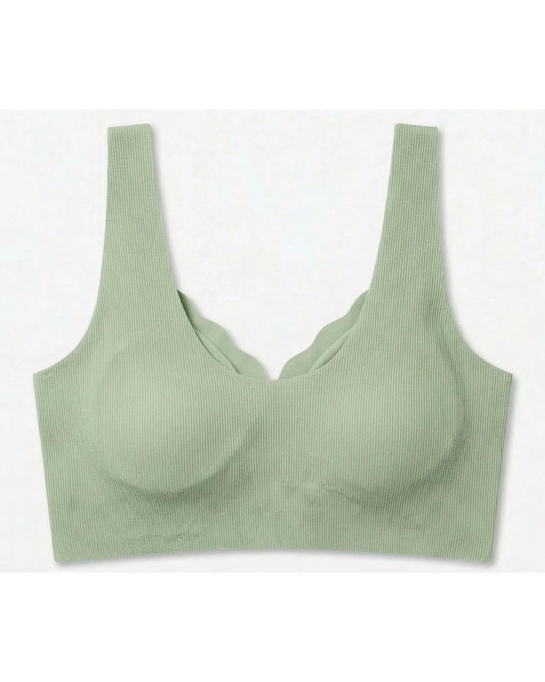 Seamless Front-Button Bra - Roselle Ribbed - Green