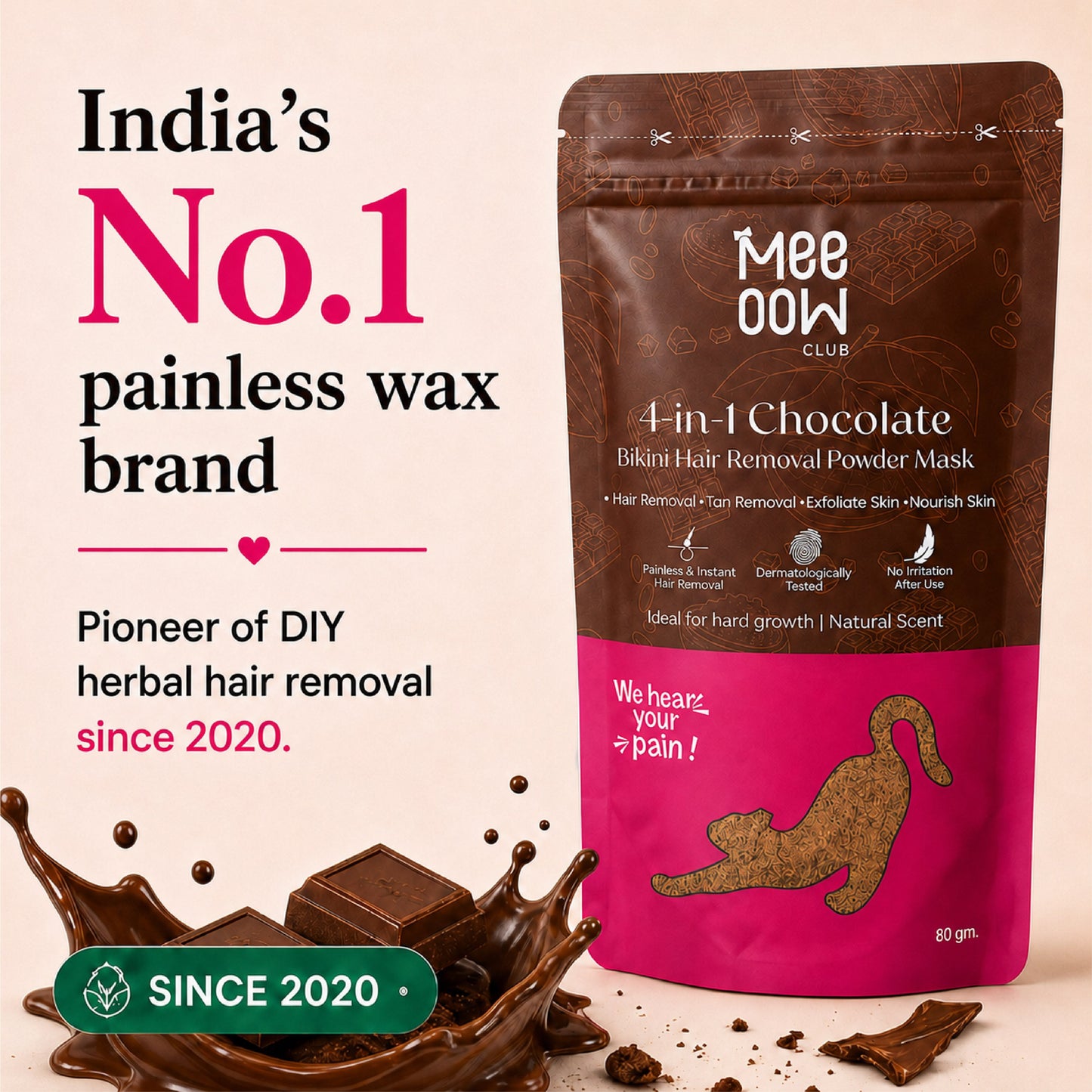 4-in-1 Chocolate Bikini Hair Removal Wax Powder Mask