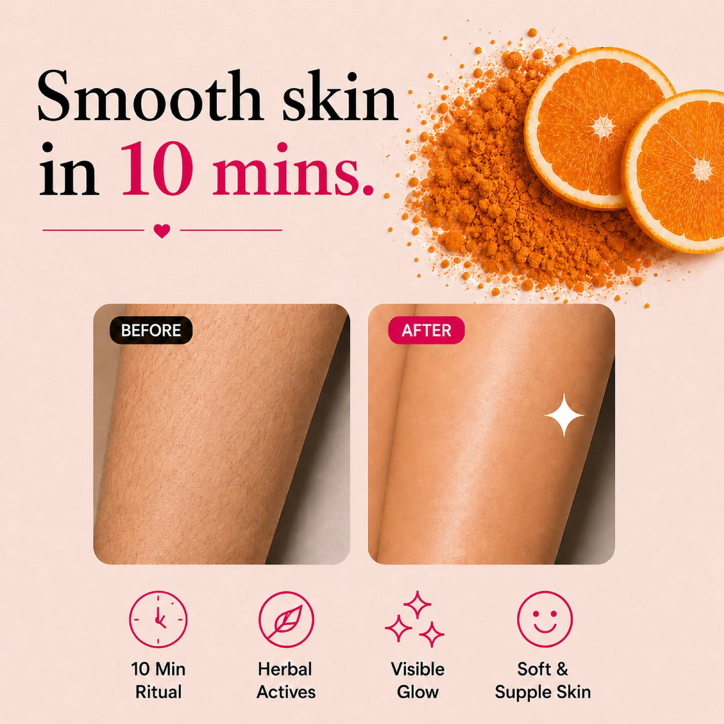 4-in-1 Orange Body Hair Removal Wax Powder Mask