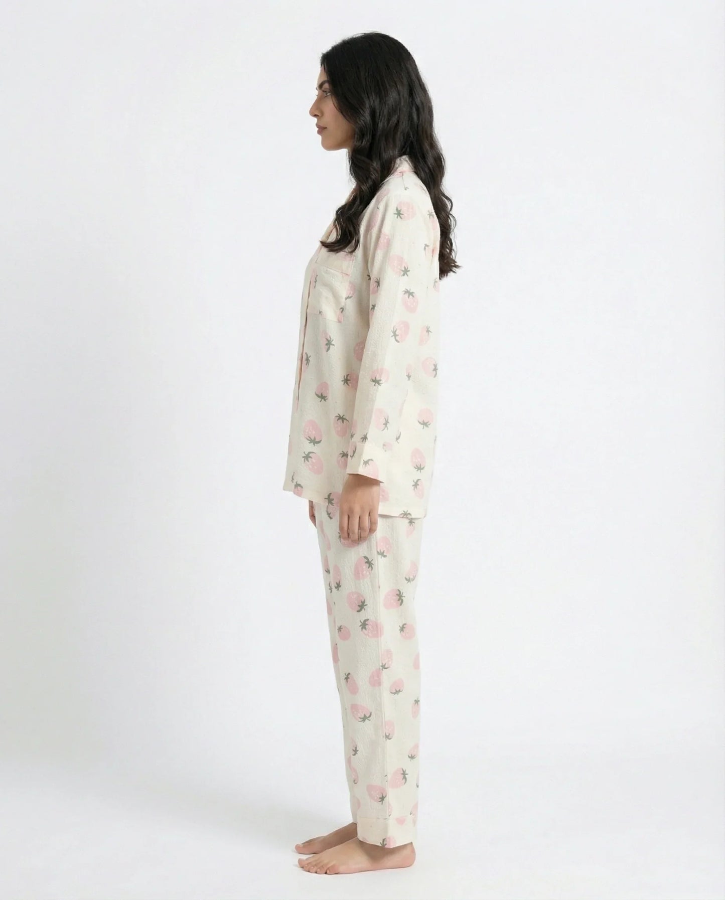 Summer Crinkled Pajama Suit - Juicy Blush